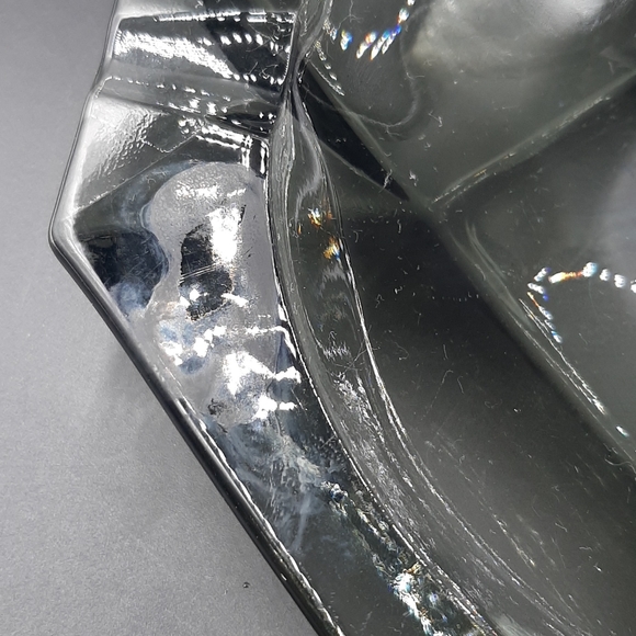 Vintage Smokey Gray Glass Large Cigar Cigarette Ashtray 8" Square Mad Man MCM - Picture 4 of 6